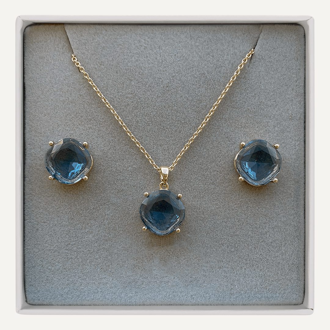 March Aquamarine Birthstone Boxed Set In Gold-Tone