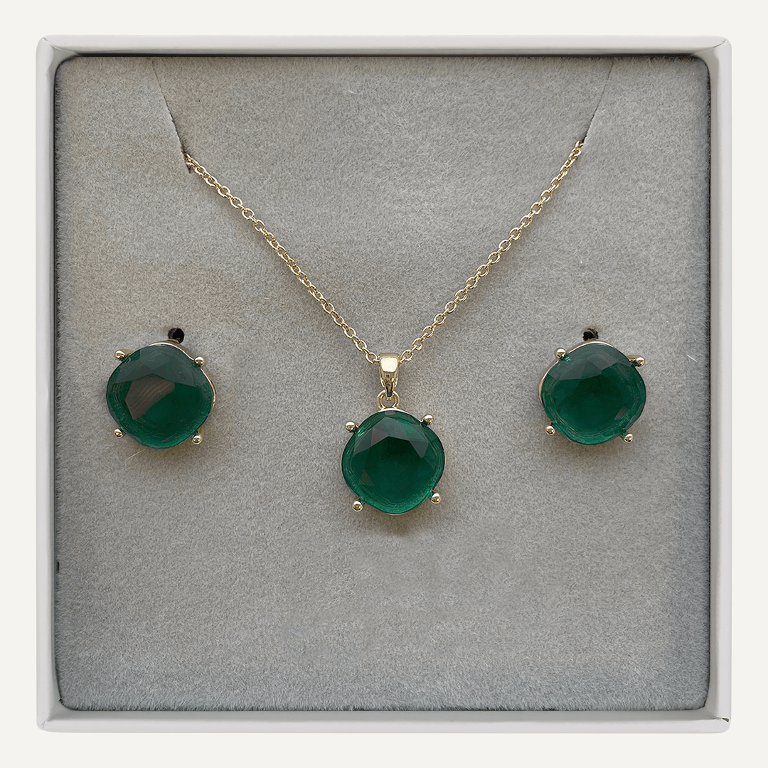 May Emerald Birthstone Boxed Set In Gold-Tone