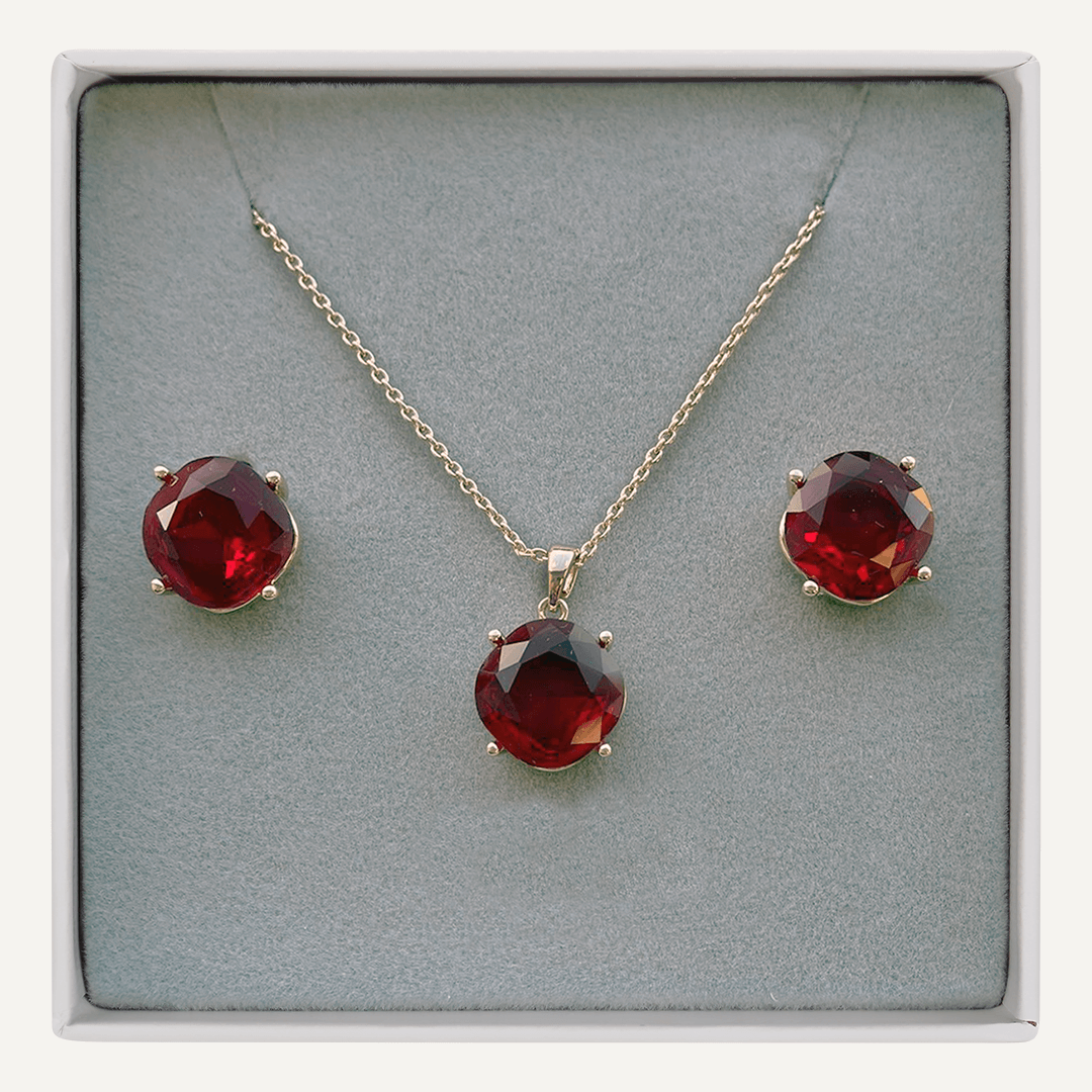 July Ruby Birthstone Boxed Set In Gold-Tone