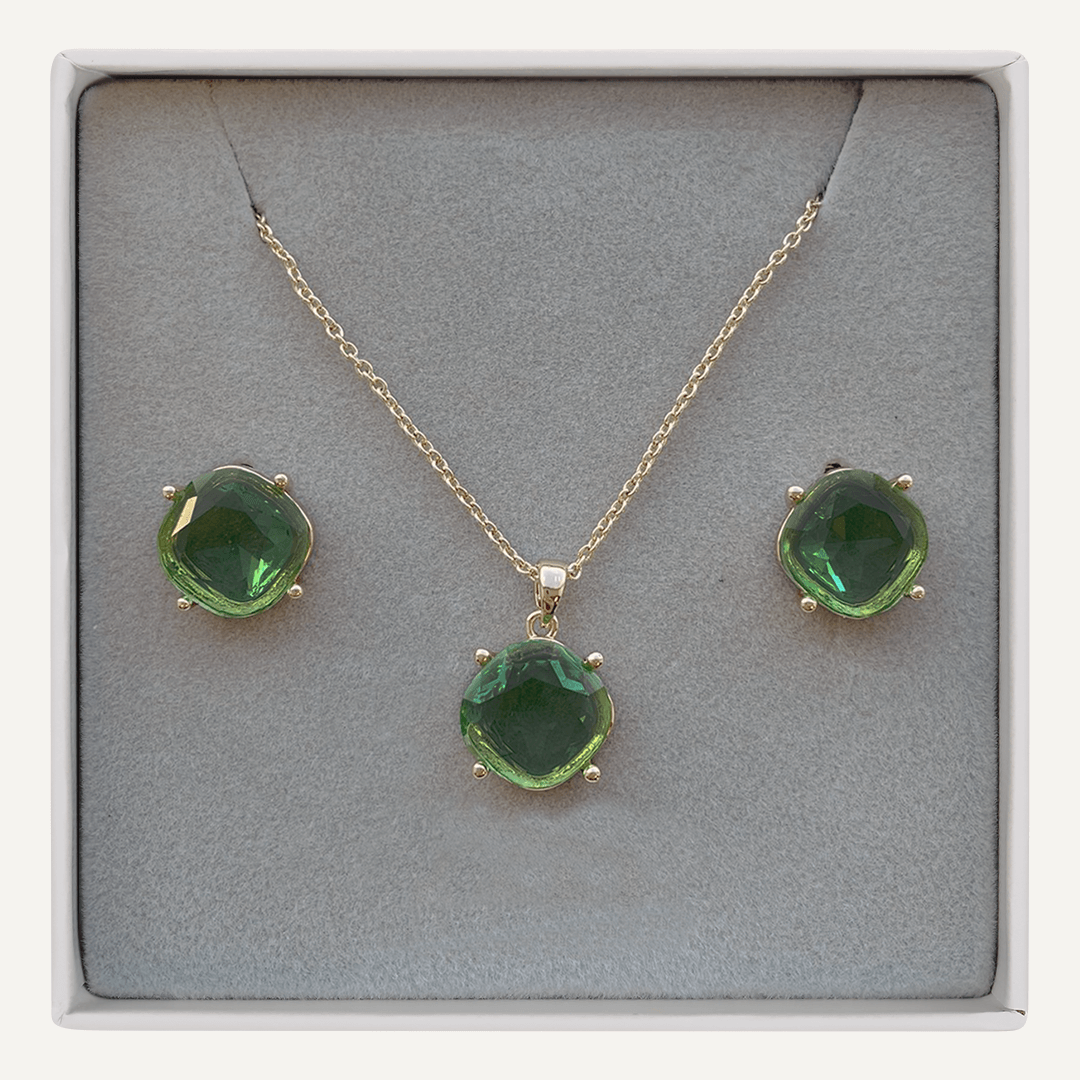 August Peridot Birthstone Boxed Set In Gold-Tone