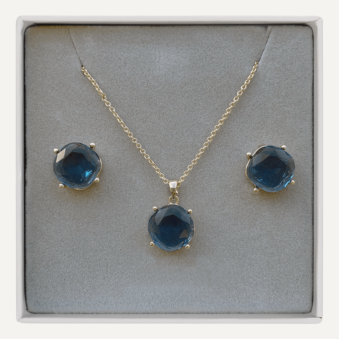 September Sapphire Birthstone Boxed Set In Gold-Tone