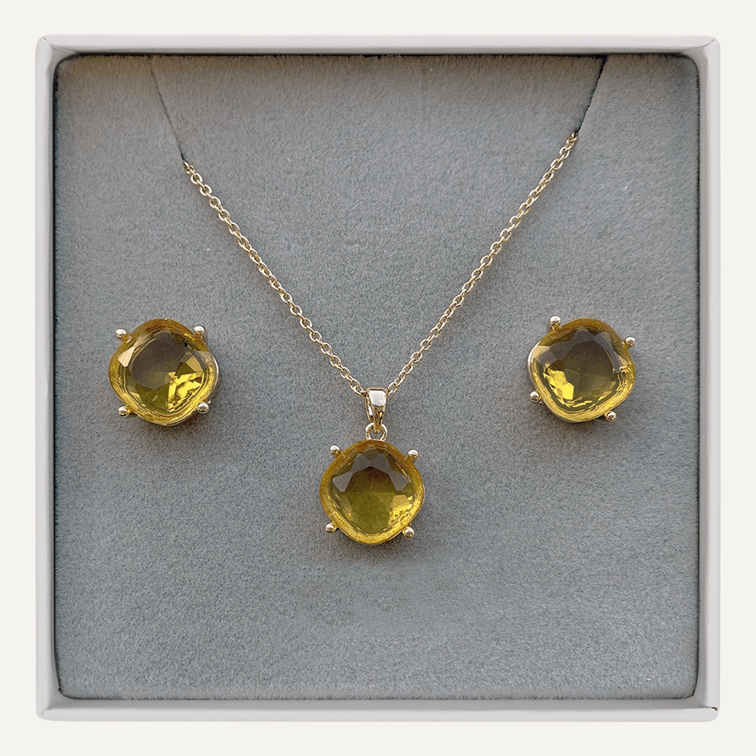 November Citrine Birthstone Boxed Set In Gold-Tone