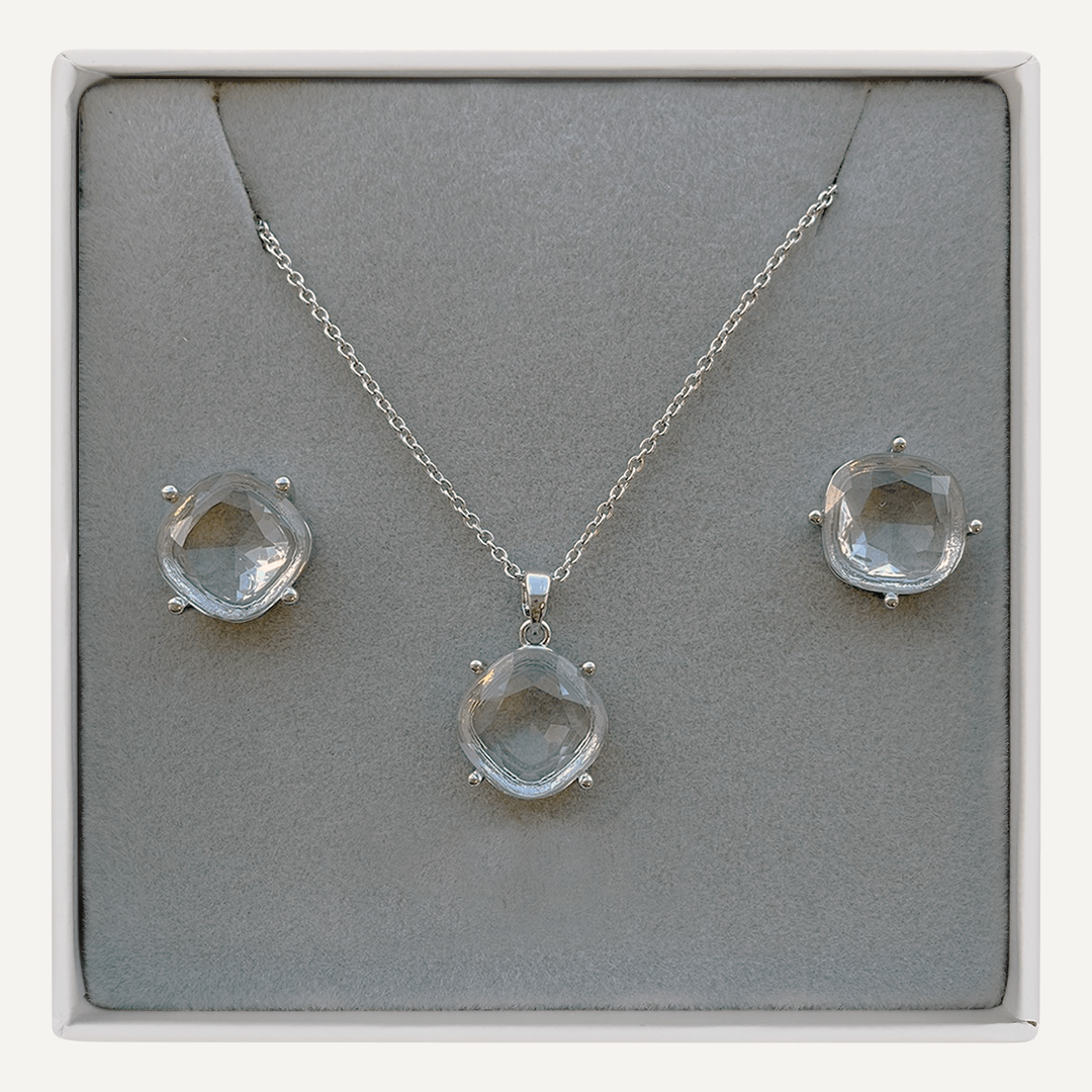 April Crystal Birthstone Boxed Set In Silver-Tone