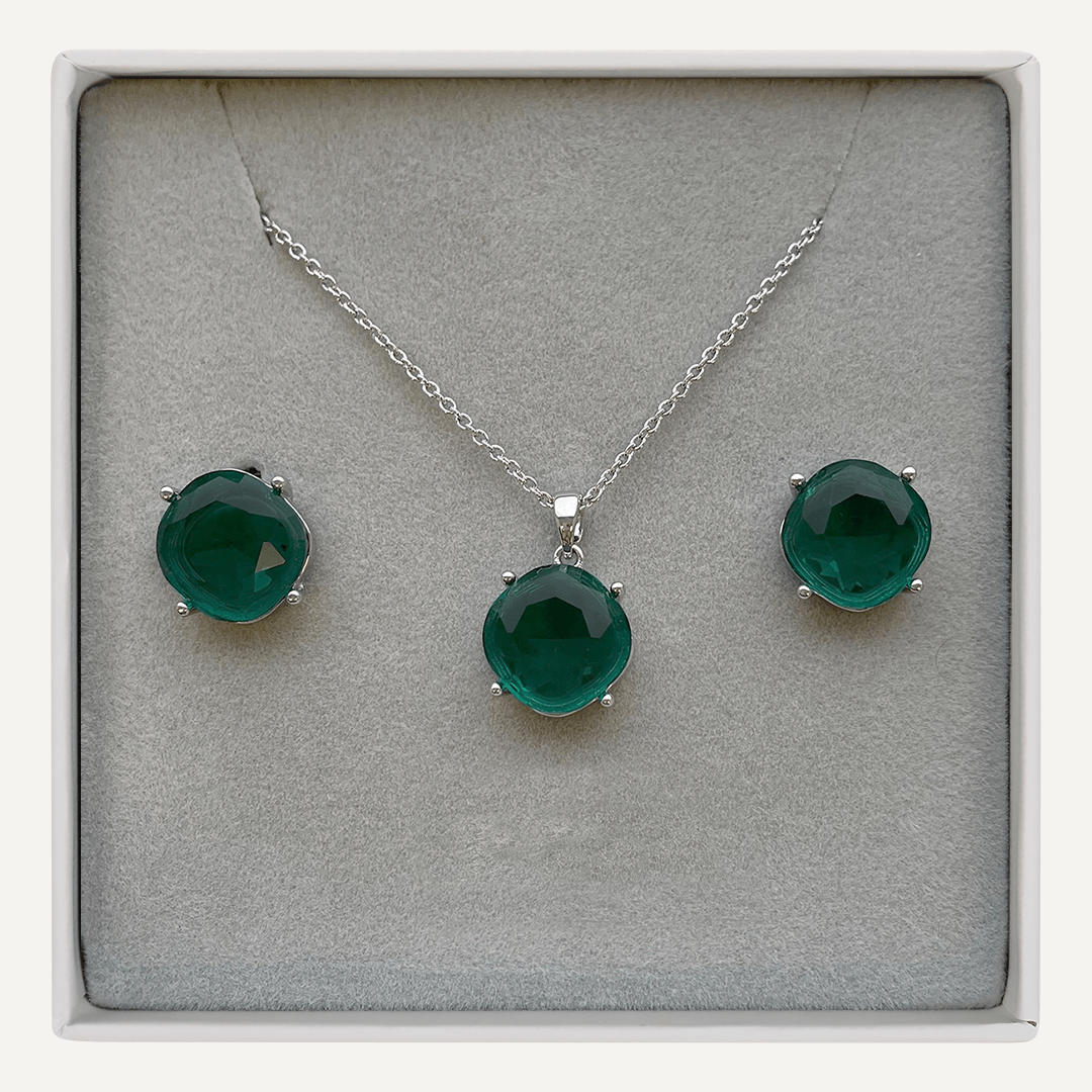 May Emerald Birthstone Boxed Set In Silver-Tone