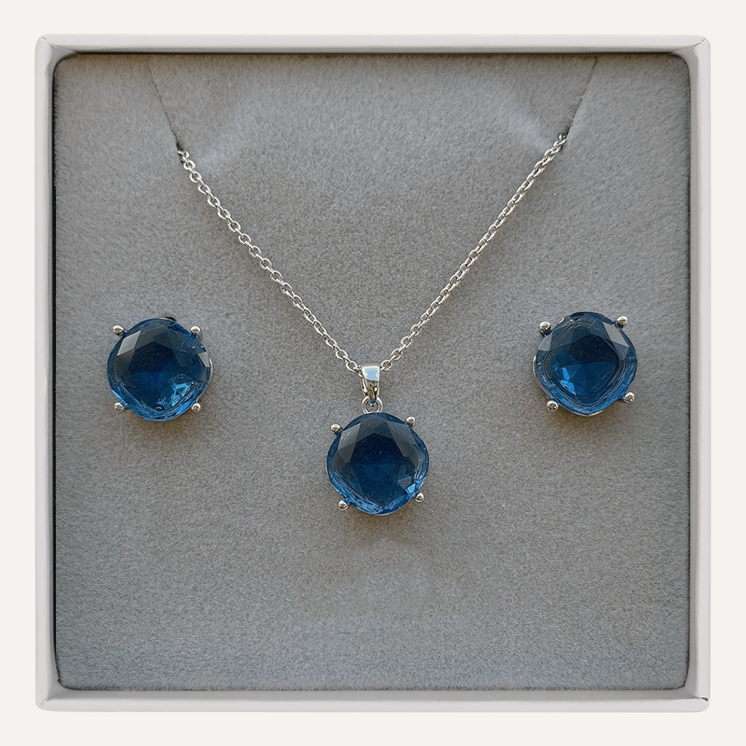 September Sapphire Birthstone Boxed Set In Silver-Tone