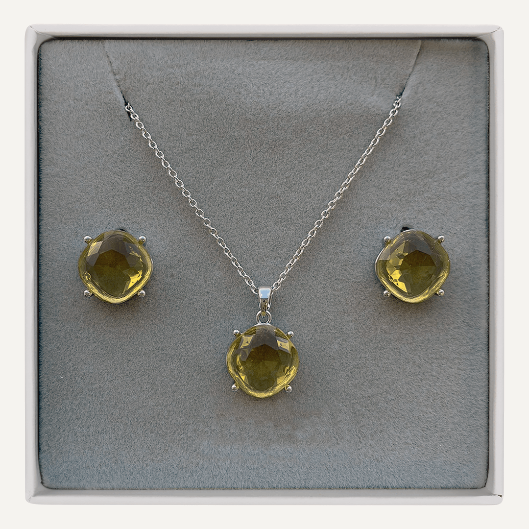 November Citrine Birthstone Boxed Set In Silver-Tone