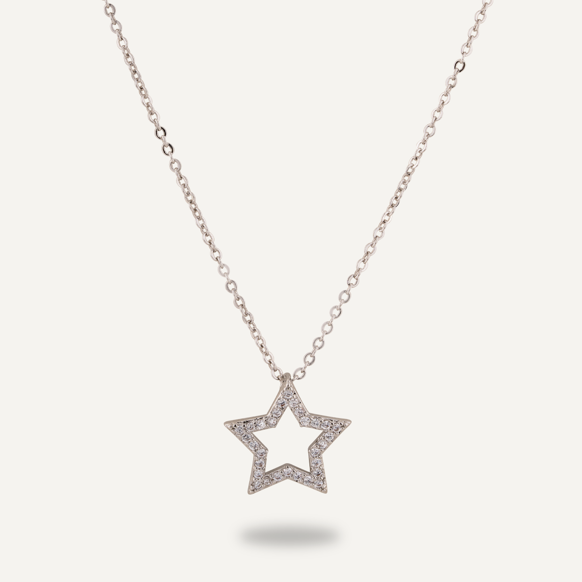 Vivienne Star Pendant Necklace In White Gold & Cubic Zirconia - D&X Retail