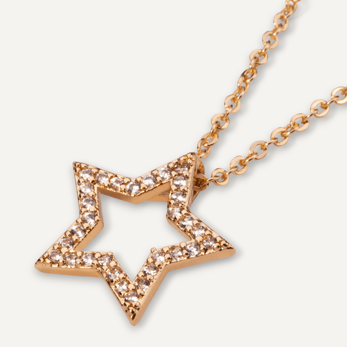 Detailed view of Vivienne Star Pendant Necklace Gold & Cubic Zirconia