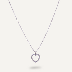 Vivienne Heart Pendant Necklace in White Gold & Cubic Zirconia - D&X Retail