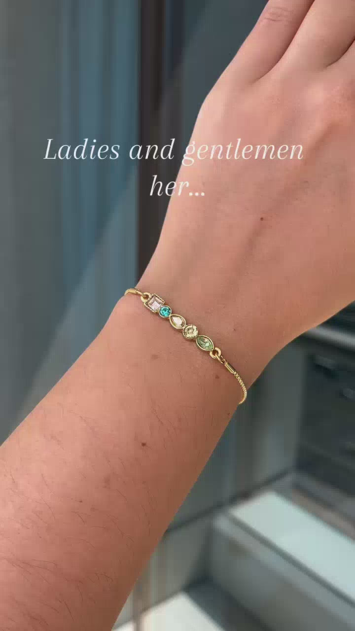 Multi-Coloured Crystal Drawstring Bracelet In Gold-Tone