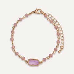 Pink Crystal Clasp Bracelet In Gold - D&X Retail