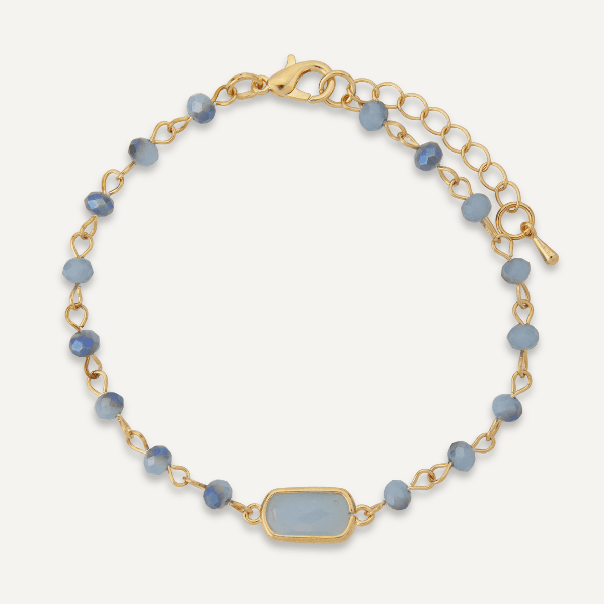 Aqua Blue Crystal Clasp Bracelet In Gold - D&X Retail
