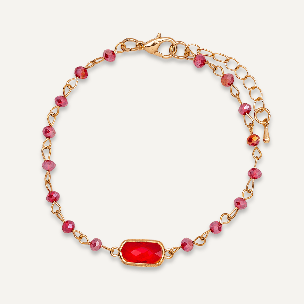Ruby Crystal Clasp Bracelet In Gold - D&X Retail