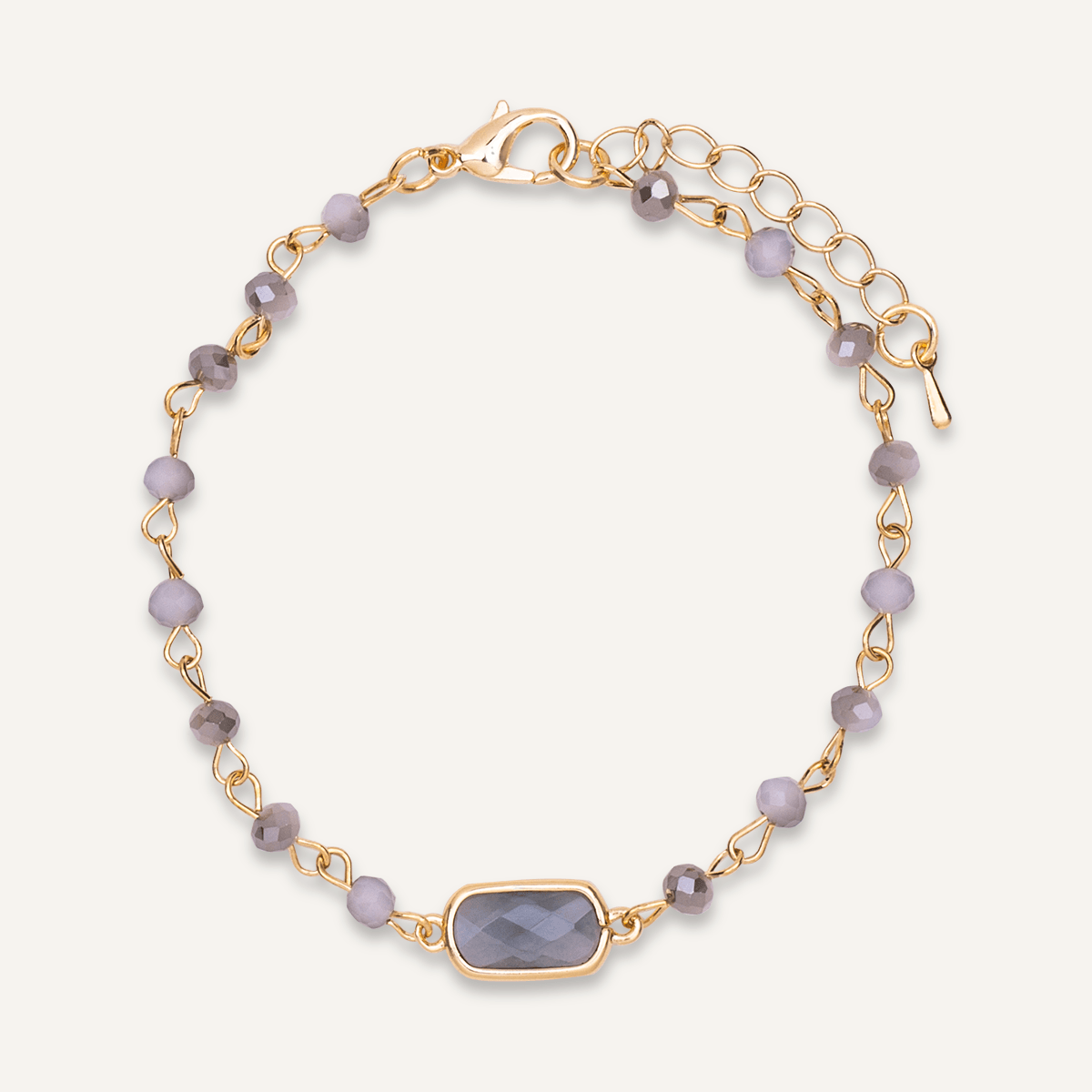 Grey Crystal Clasp Bracelet In Gold - D&X Retail