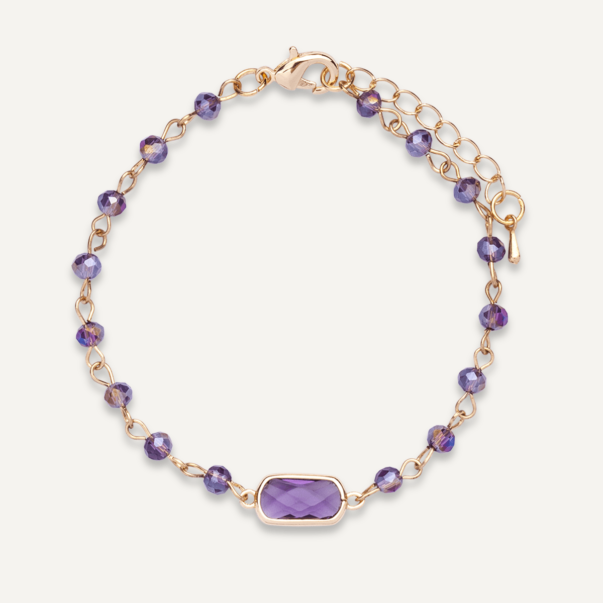 Purple Crystal Clasp Bracelet In Gold - D&X Retail