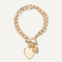 Sweetheart Gold T-Bar Multi-Row Heart Bracelet - D&X Retail