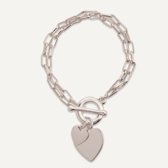 Sweetheart Silver T-Bar Multi-Row Heart Bracelet - D&X Retail