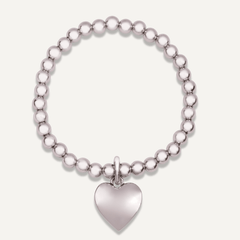 Sweetheart Silver Beaded Heart Pendant Bracelet - D&X Retail