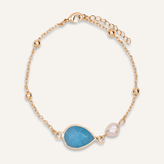 Delicate Cerulean Pearl And Gold Clasp Bracelet - D&X Retail