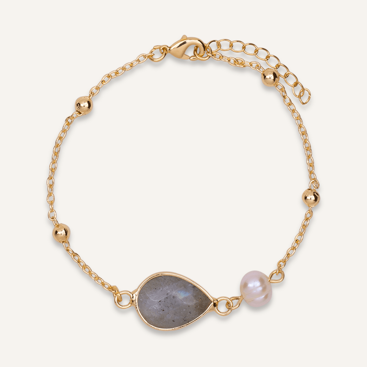 Delicate Pearl and Labradorite Gold Clasp Bracelet - D&X Retail