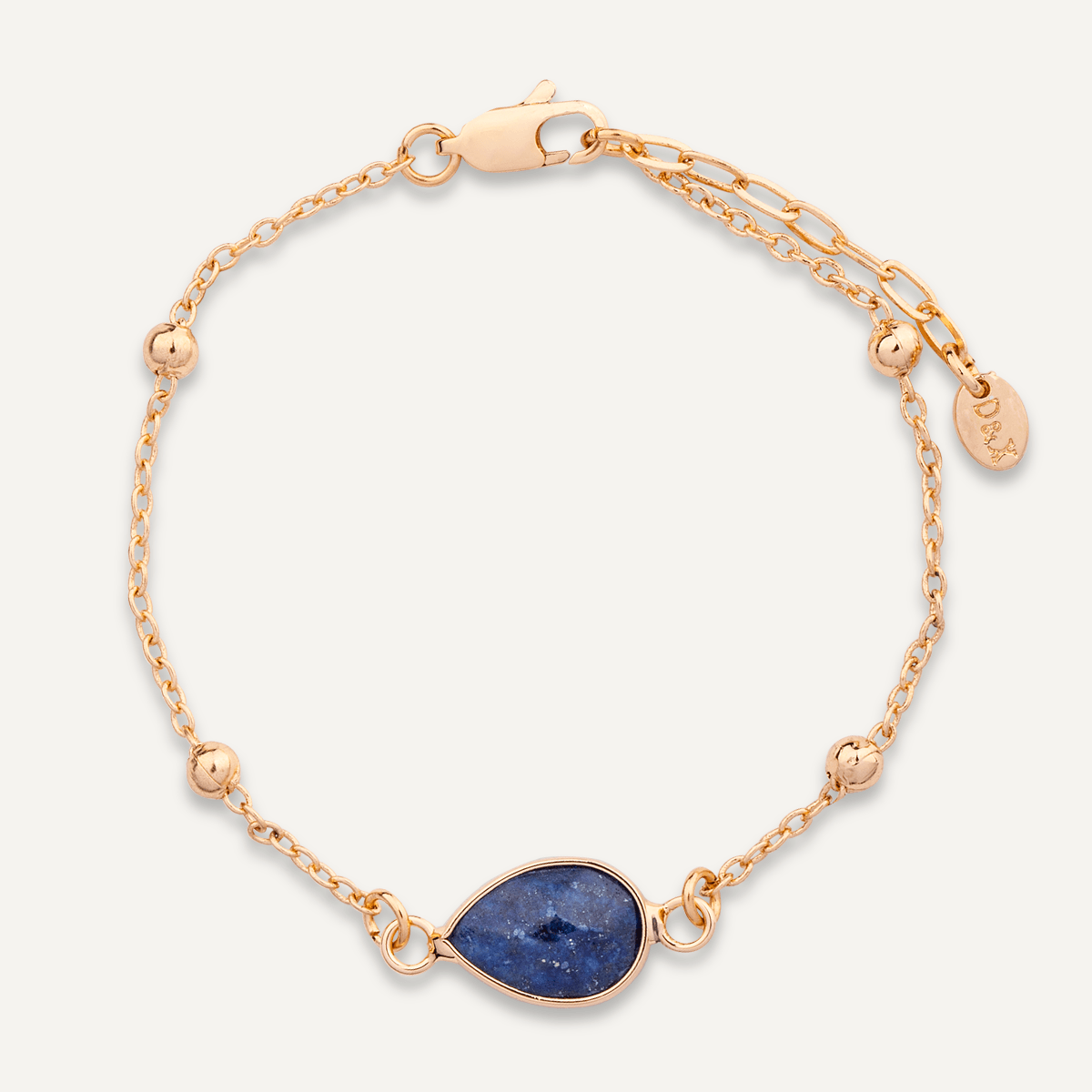 Delicate Lapis Gold Clasp Bracelet - D&X Retail