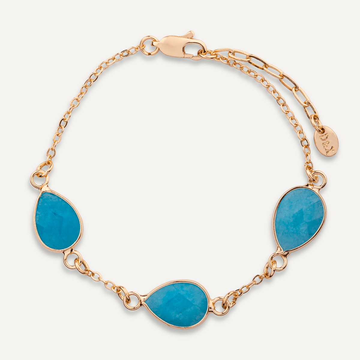 Natural Cerulean Stone Gold Clasp Bracelet - D&X Retail