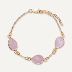 Natural Rose Quartz Stone Gold Clasp Bracelet - D&X Retail