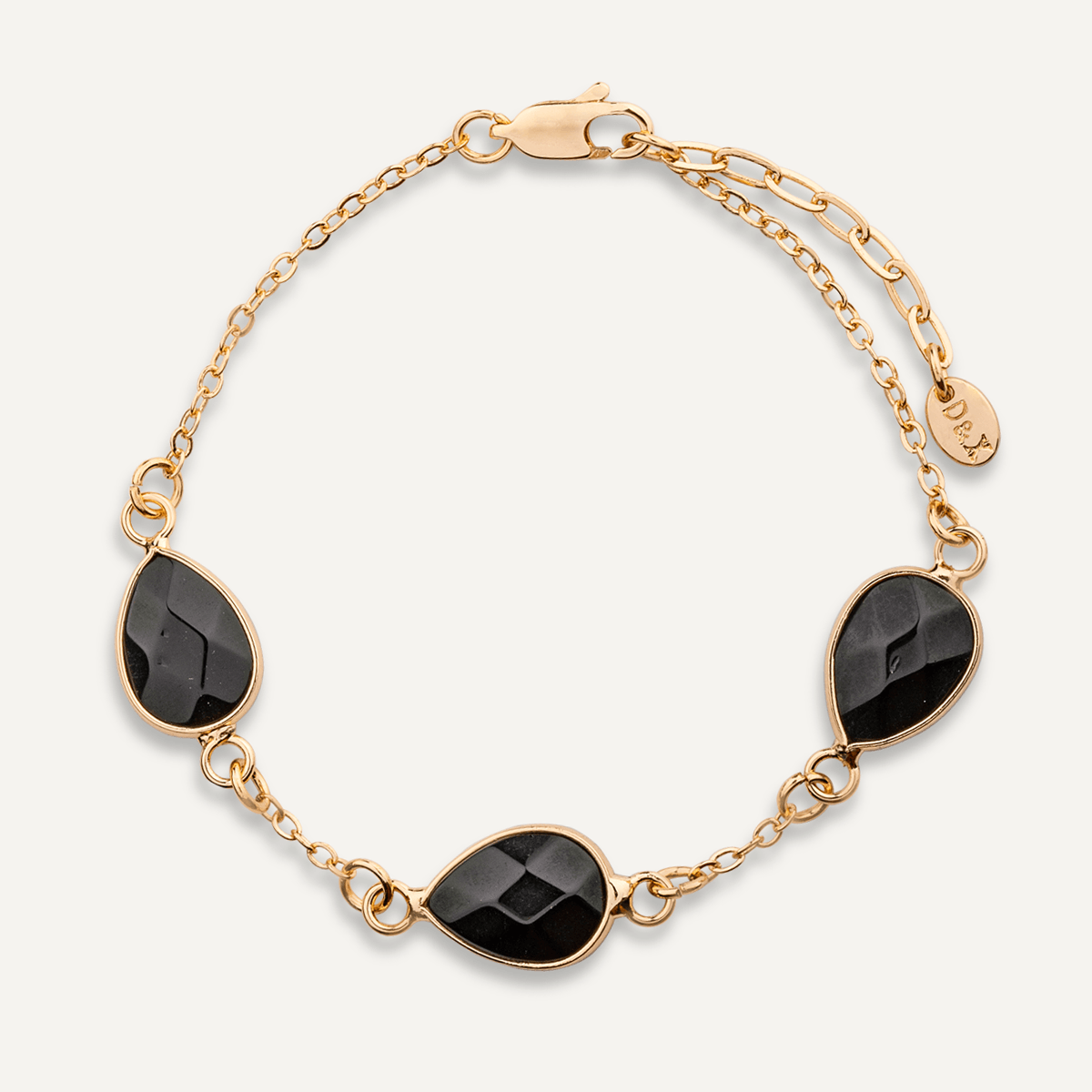 Natural Black Spinel Stone Gold Clasp Bracelet - D&X Retail