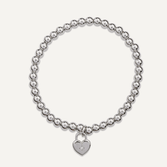 Emily Silver Beaded Heart Bracelet - D&X Retail