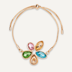 Multi-coloured Flower Gemstone Drawstring Bracelet - D&X Retail