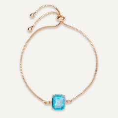 Aqua Blue Crystal Gold Drawstring Bracelet - D&X Retail