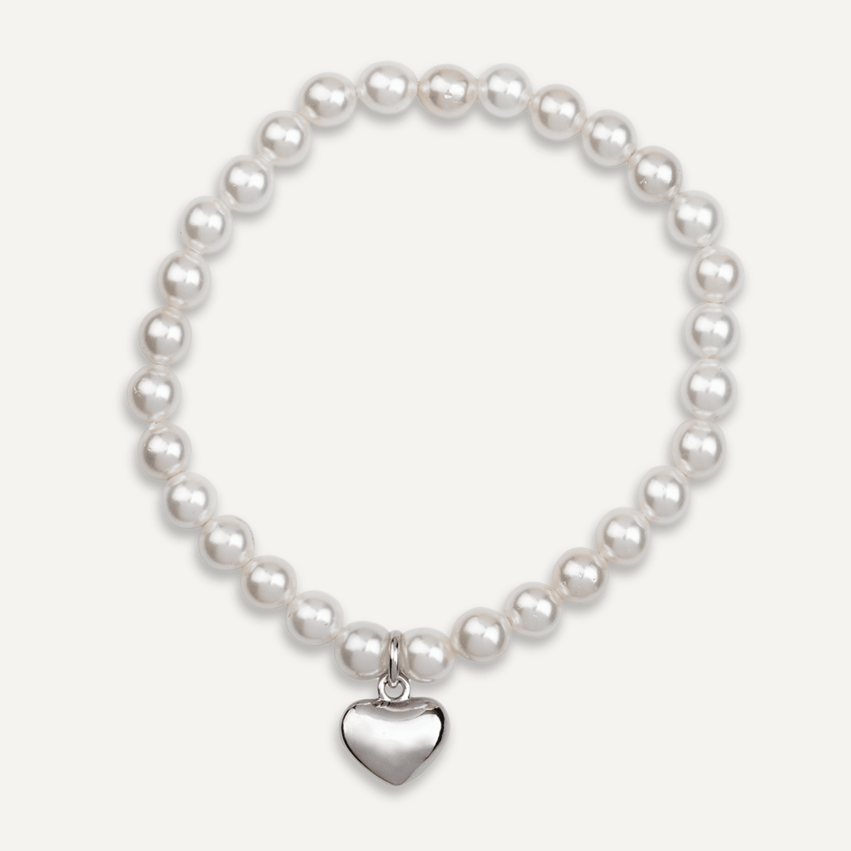 Pearl & Heart Elasticated Bracelet - D&X Retail