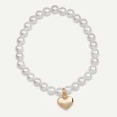 Pearl Elasticated Bracelet With Gold Heart - D&X Retail