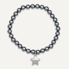 Grey Pearl & Star Elasticated Bracelet - D&X Retail
