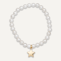 Pearl & Gold Star Elasticated Bracelet - D&X Retail