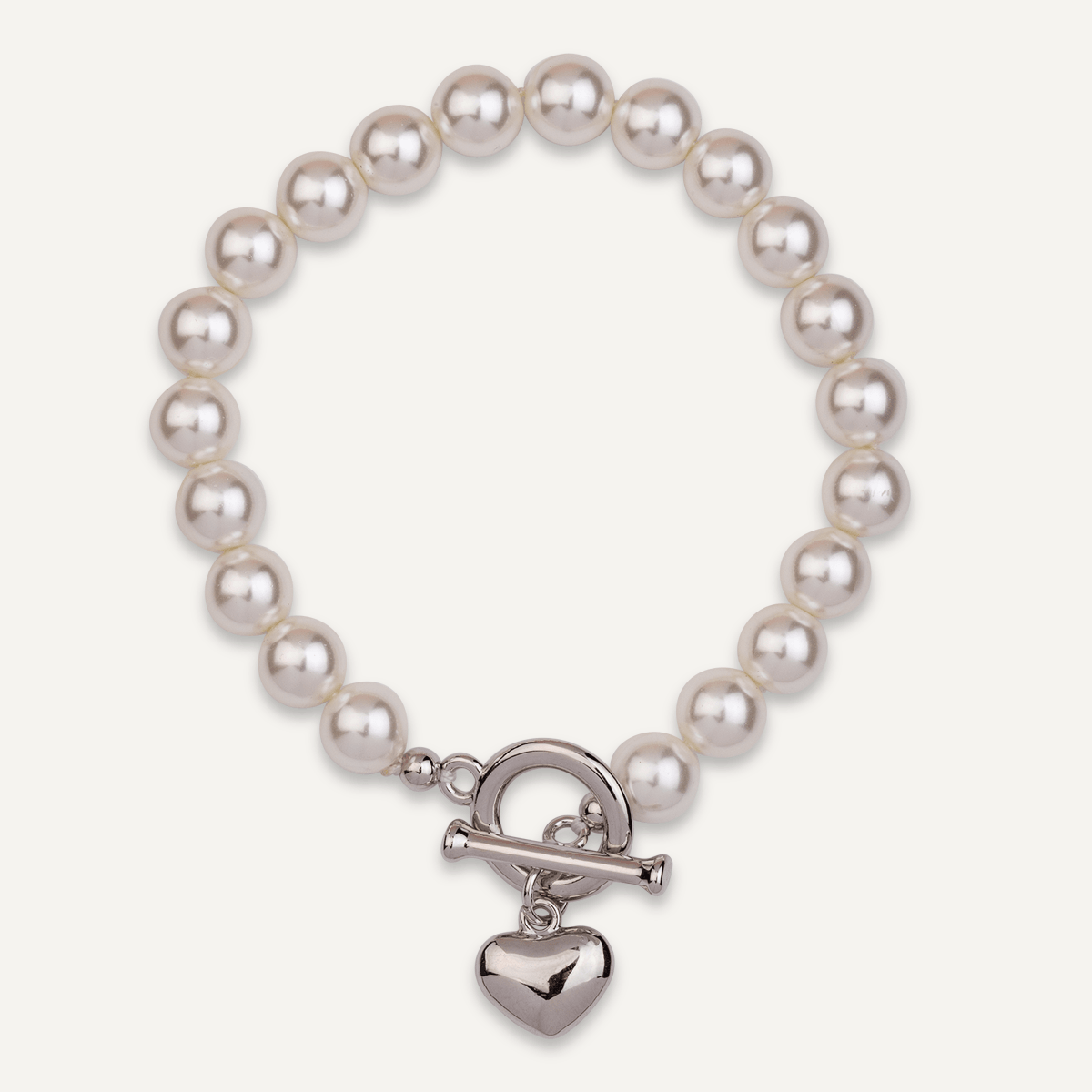 Mother Of Pearl & Heart Pendant T-bar Bracelet - D&X Retail