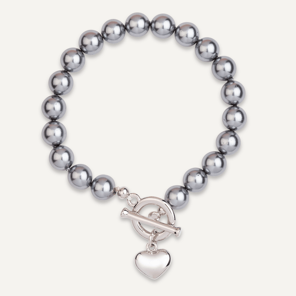【HYERES LOR】Pebble Heart Silver Material T-Bar Bracelet Knotted Heart T-bar Bracelet 18cm 7.1