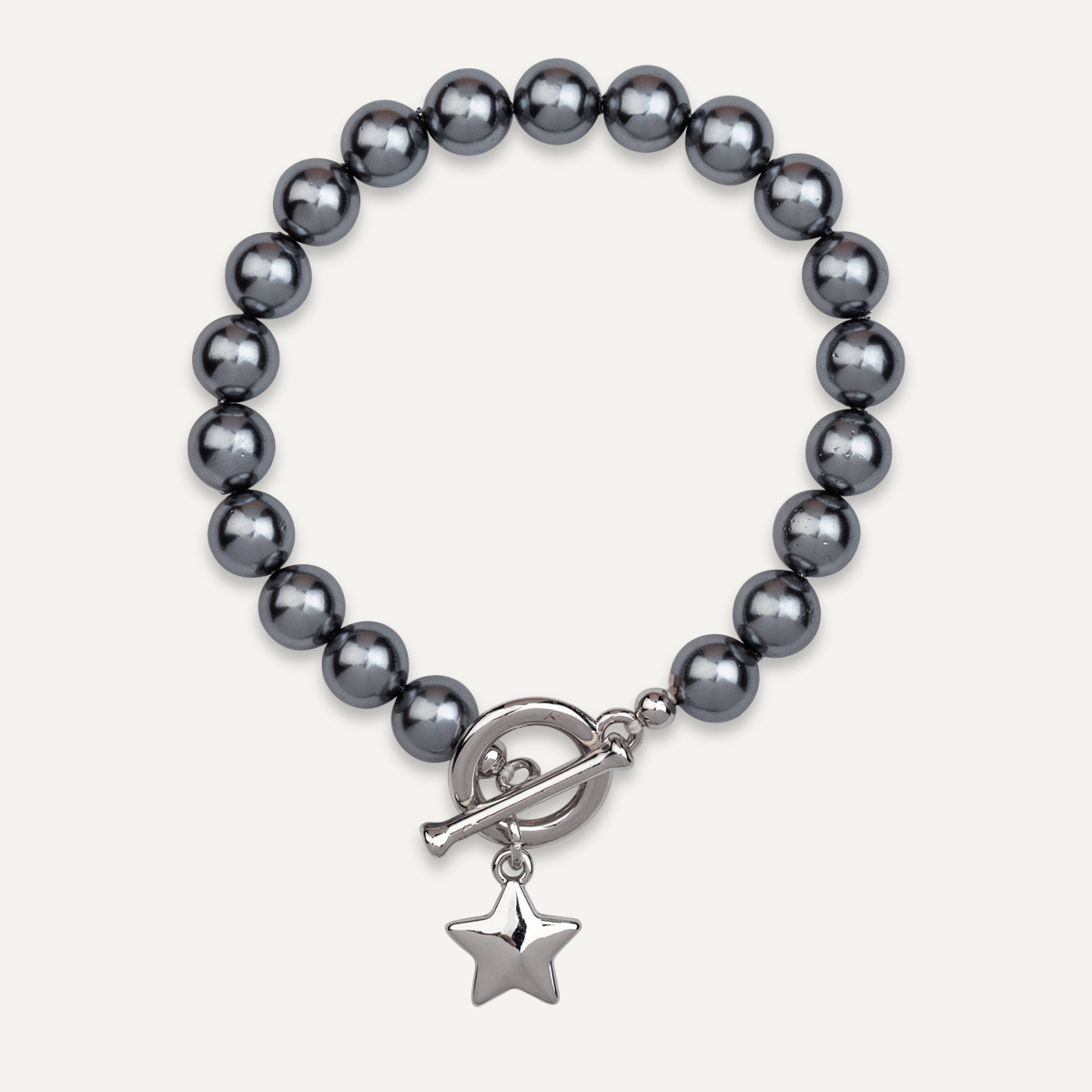Grey Mother Of Pearl & Star Pendant T-bar Bracelet - D&X Retail
