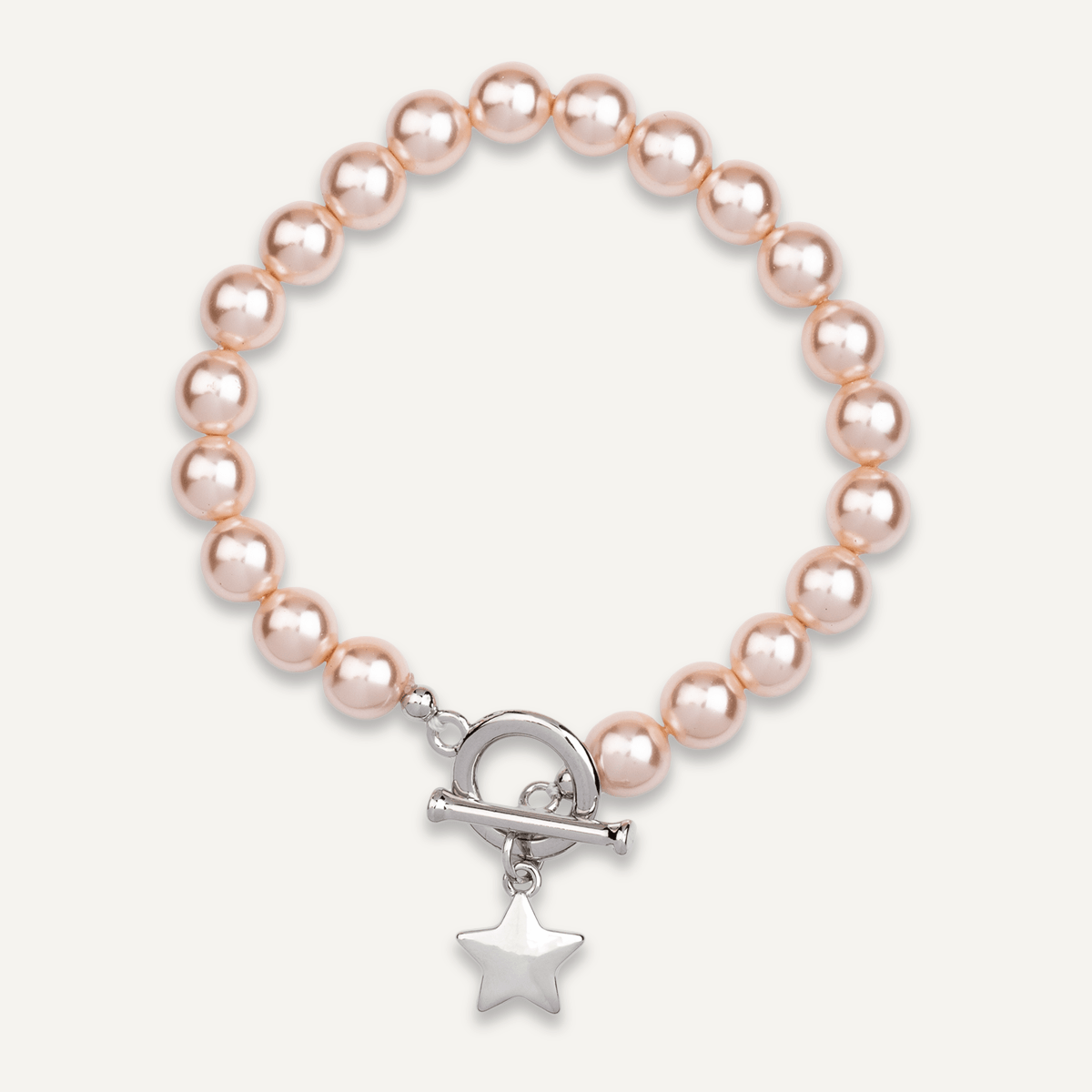 Pink Mother Of Pearl & Star Pendant T-bar Bracelet - D&X Retail