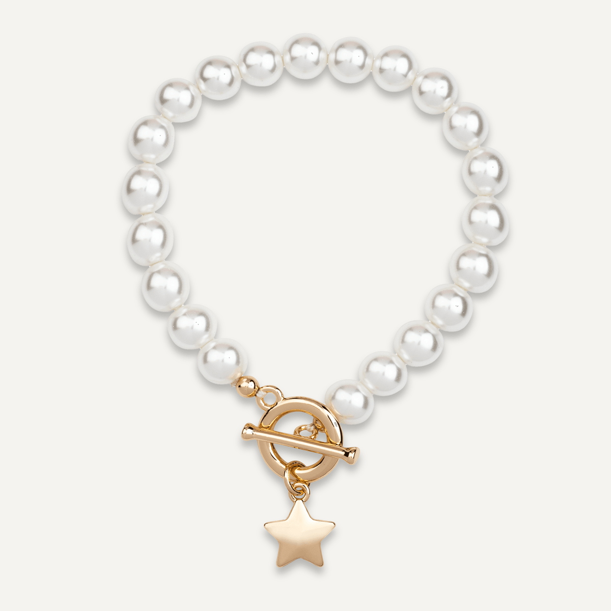 Mother Of Pearl & Gold Star Pendant T-bar Bracelet - D&X Retail