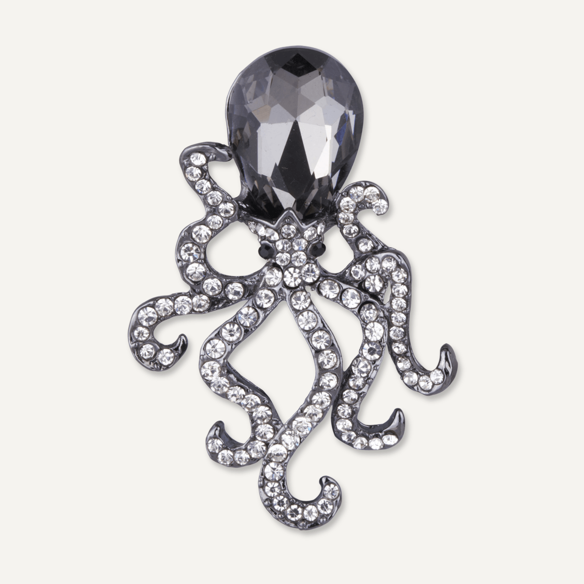Elizabeth Crystal Octopus Pin Brooch In Silver - D&X Retail