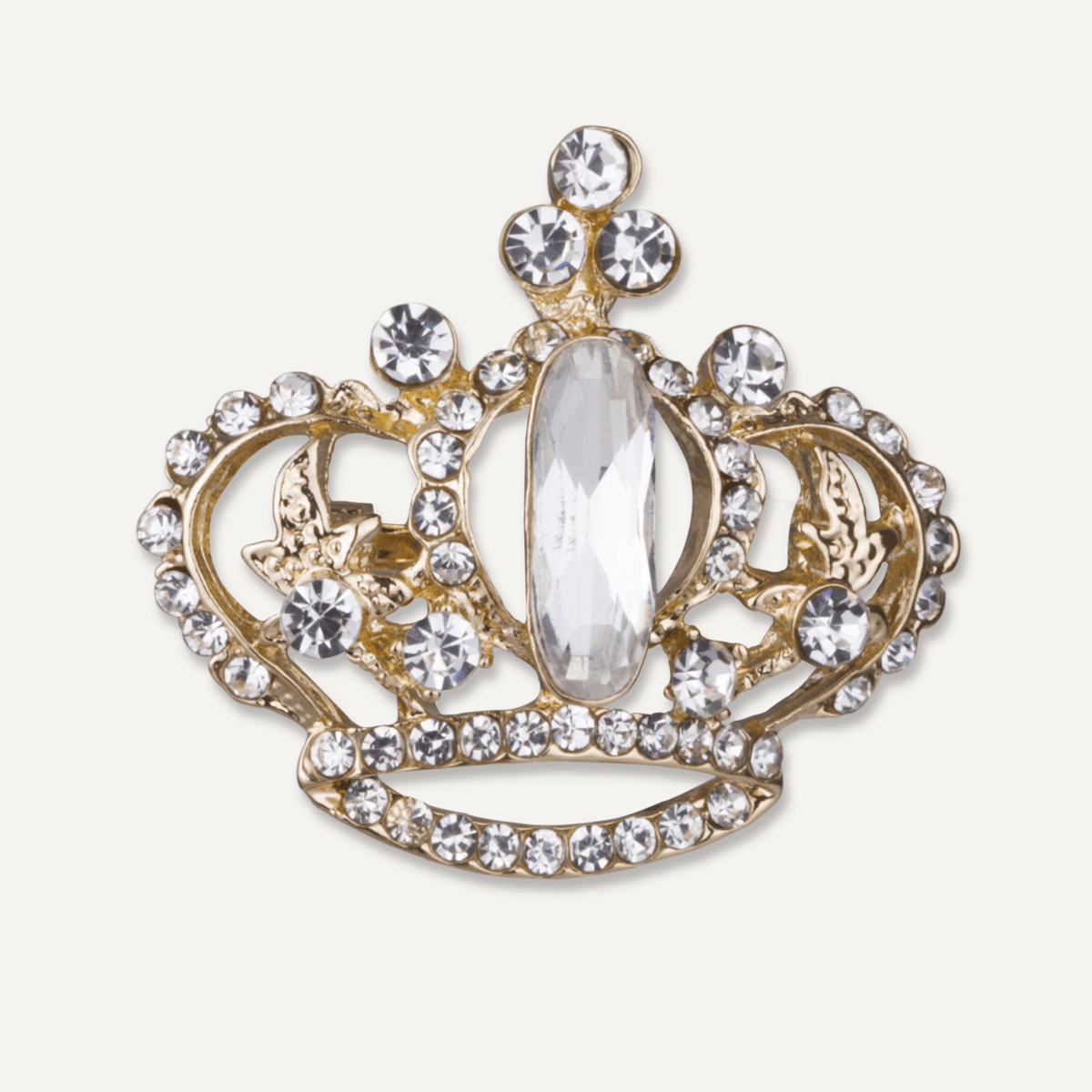 Kylie Crystal Crown Pin Brooch In Gold - D&X Retail
