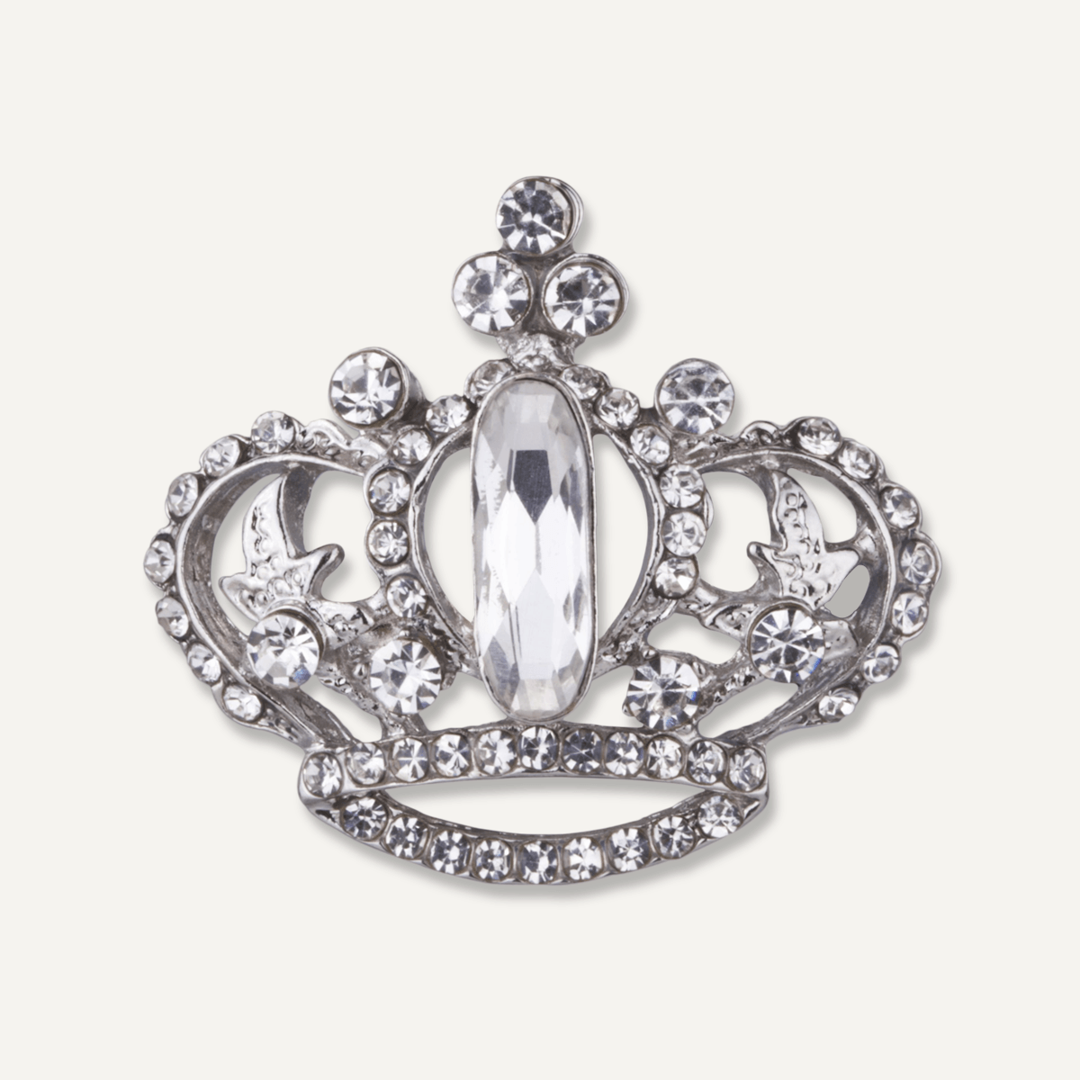 Kylie Crystal Crown Pin Brooch In Silver - D&X Retail
