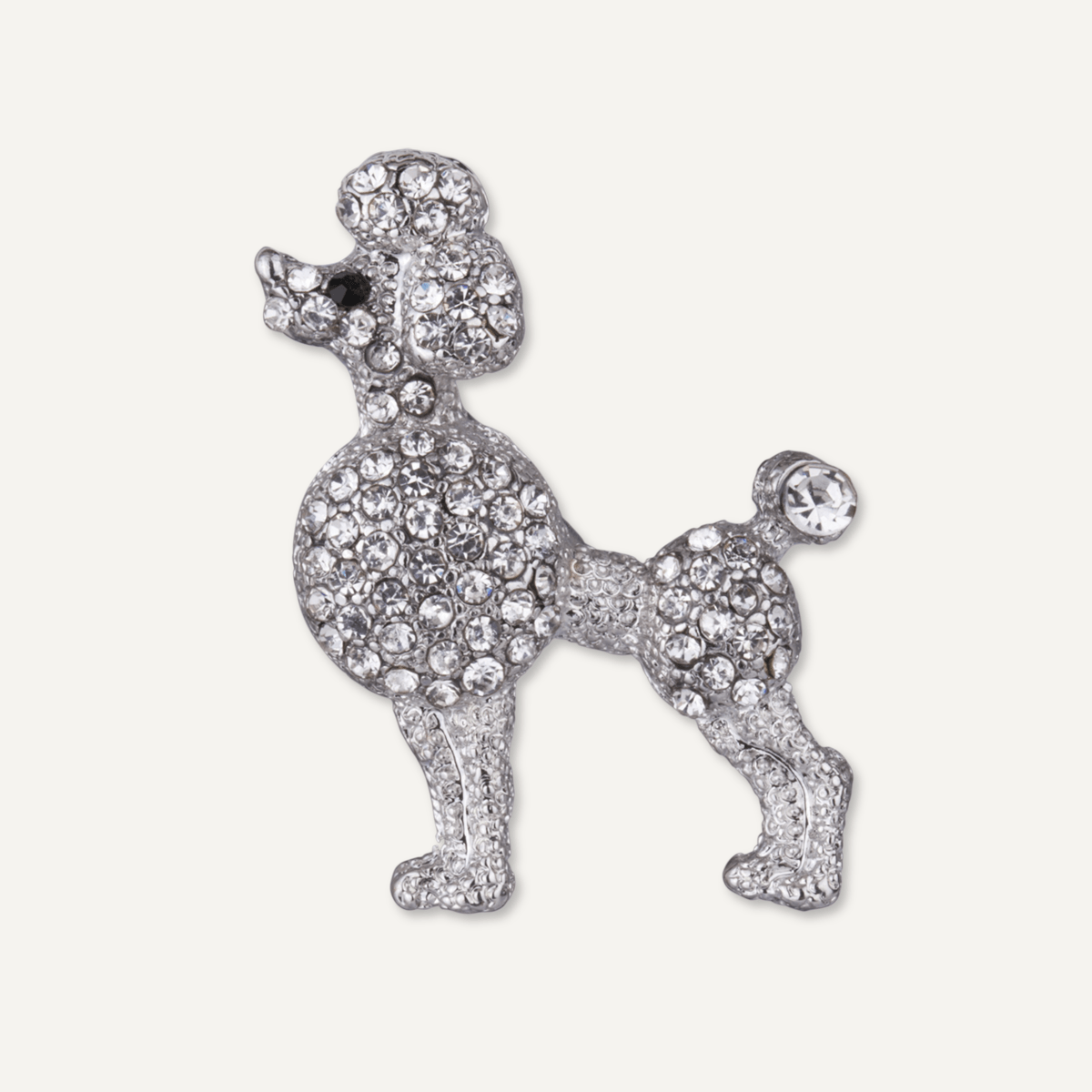 Kylie Crystal Poodle Pin Brooch In Silver - D&X Retail