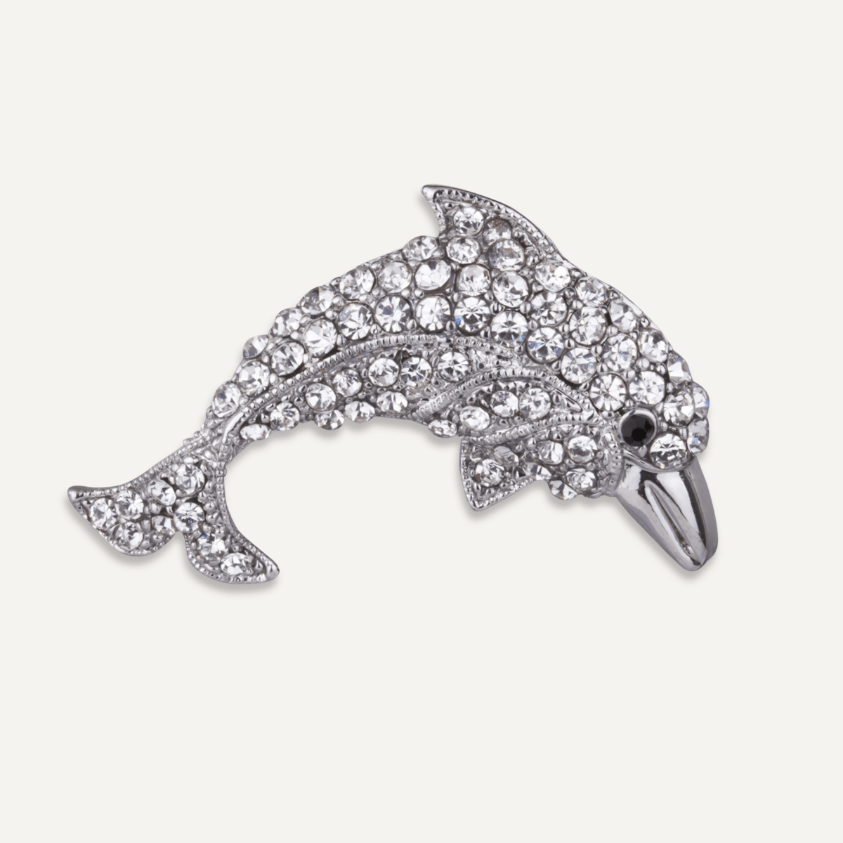Kylie Crystal Dolphin Pin Brooch In Silver - D&X Retail