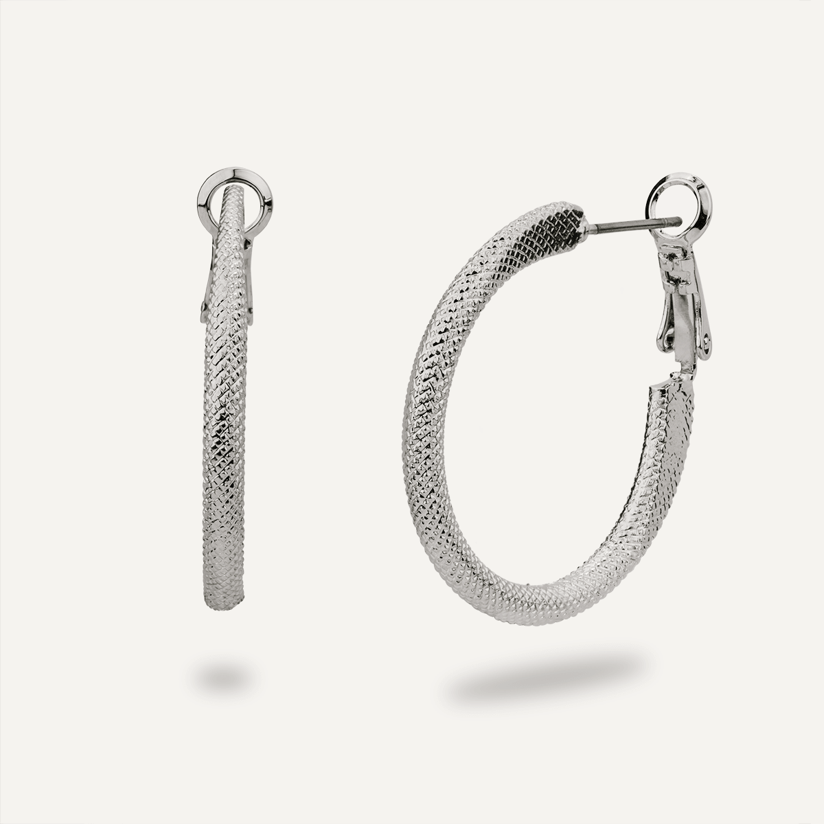 Alesha Silver Contemporary Threaded Hoop Earrings - D&X Retail