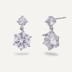Kylie Cubic Zirconia Post Earrings In Silver - D&X Retail
