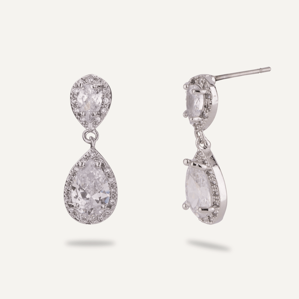 Elizabeth Cubic Zirconia Post Earrings In Silver - D&X Retail