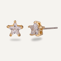 Keira Cubic Zirconia Star Stud Earrings in Gold - D&X Retail