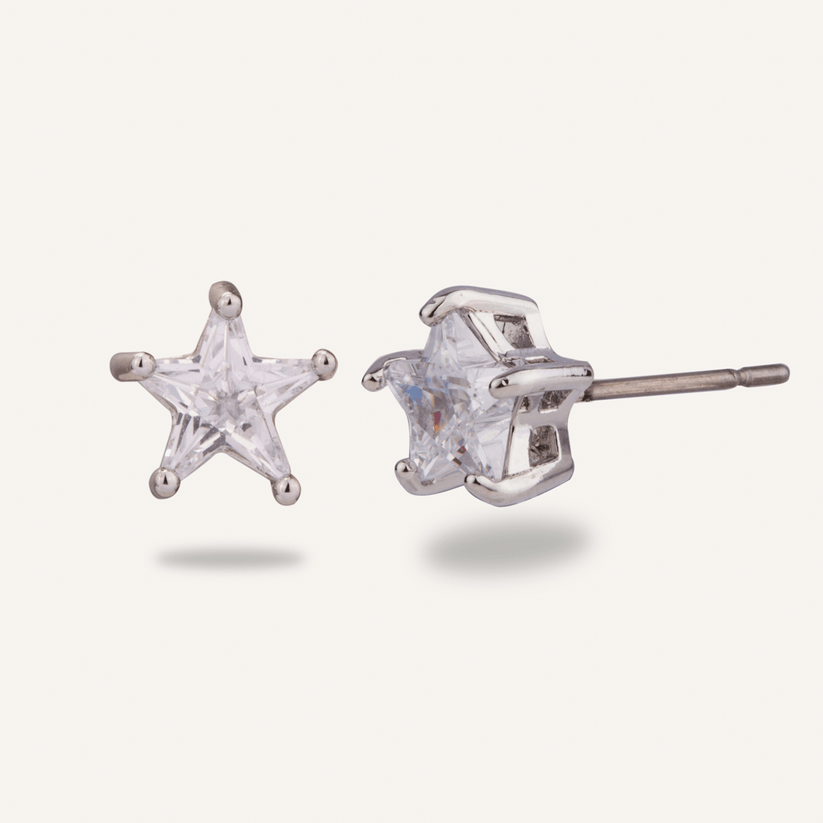 Keira Cubic Zirconia Star Stud Earrings in Silver - D&X Retail